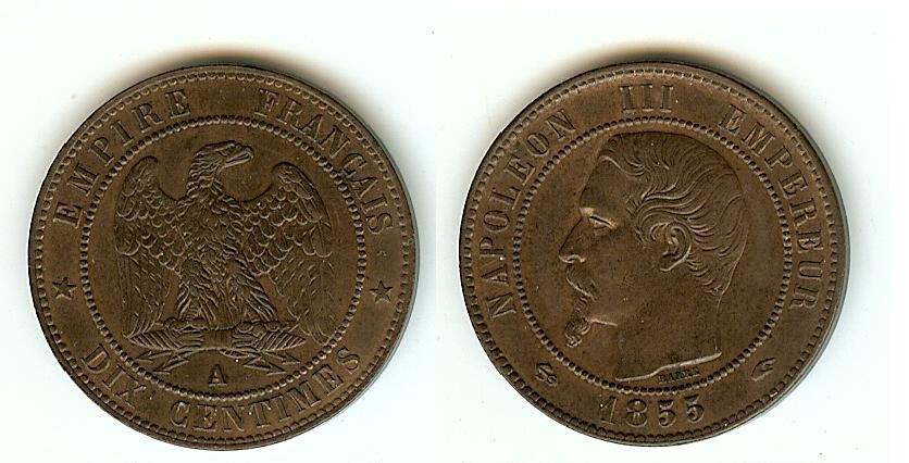 10 Centimes Napoléon III 1855A(ancre) Paris SUP+